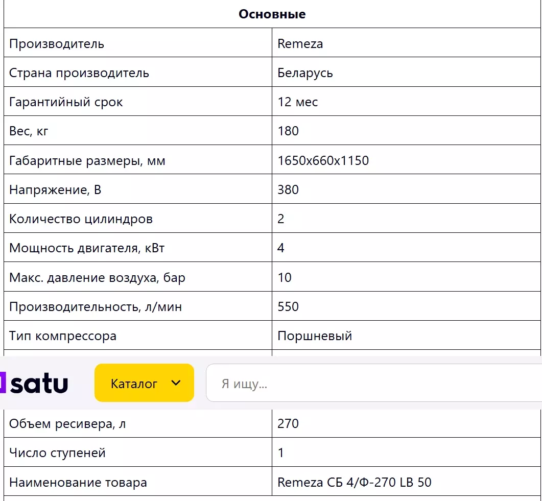 Ремеза СБ 4/Ф-270 LВ 50, Компрессоры