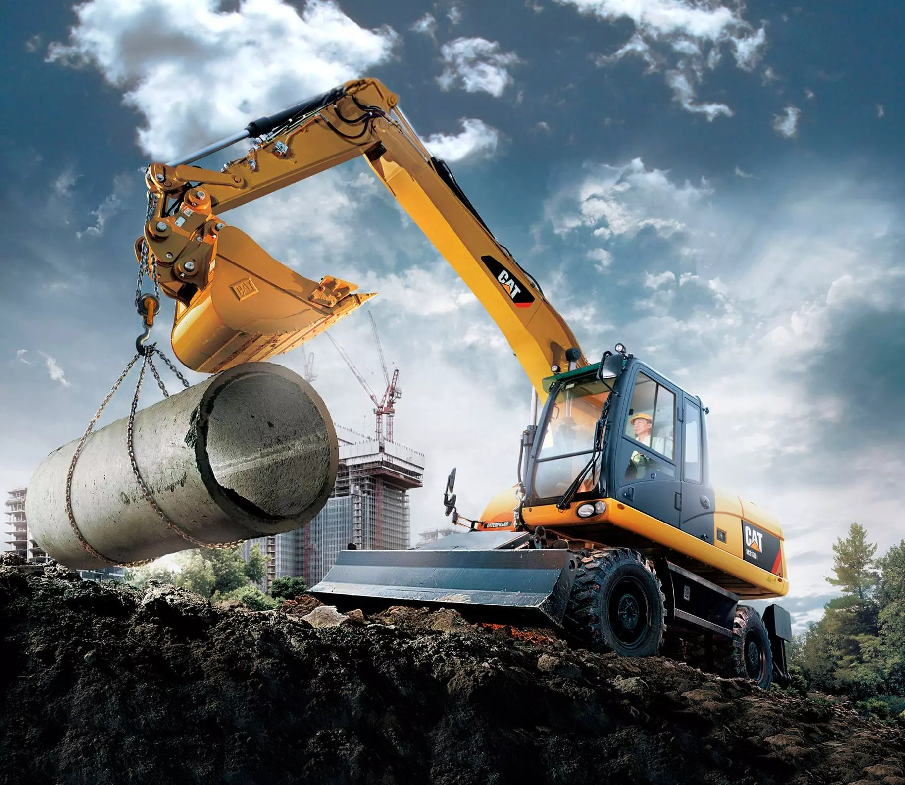 Caterpillar M317D2, Колесные экскаваторы