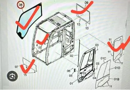 Стекла для спецтехники HITACHI ZX200