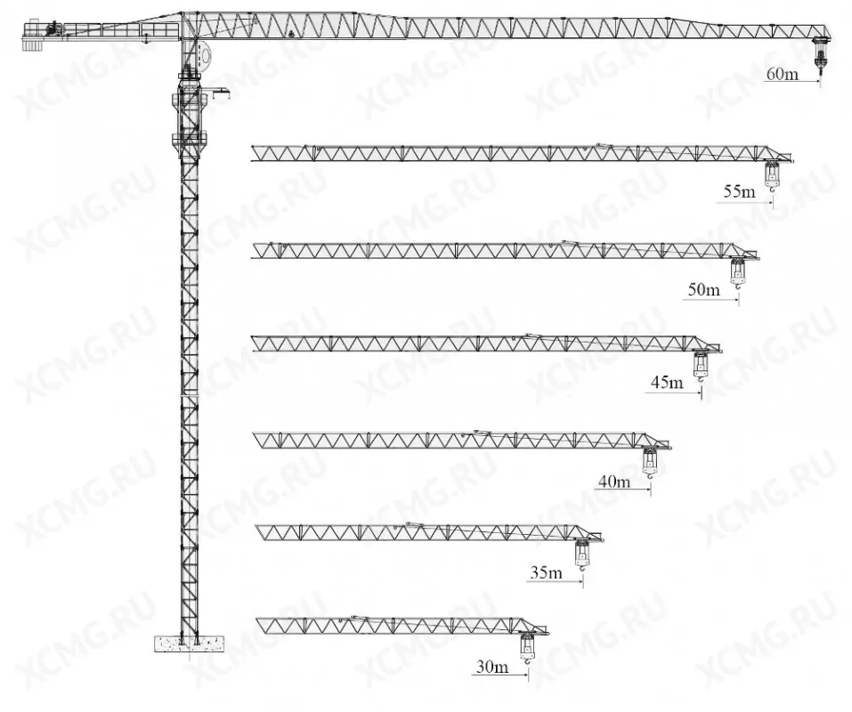 XCMG XGT125-6015, Башенные краны